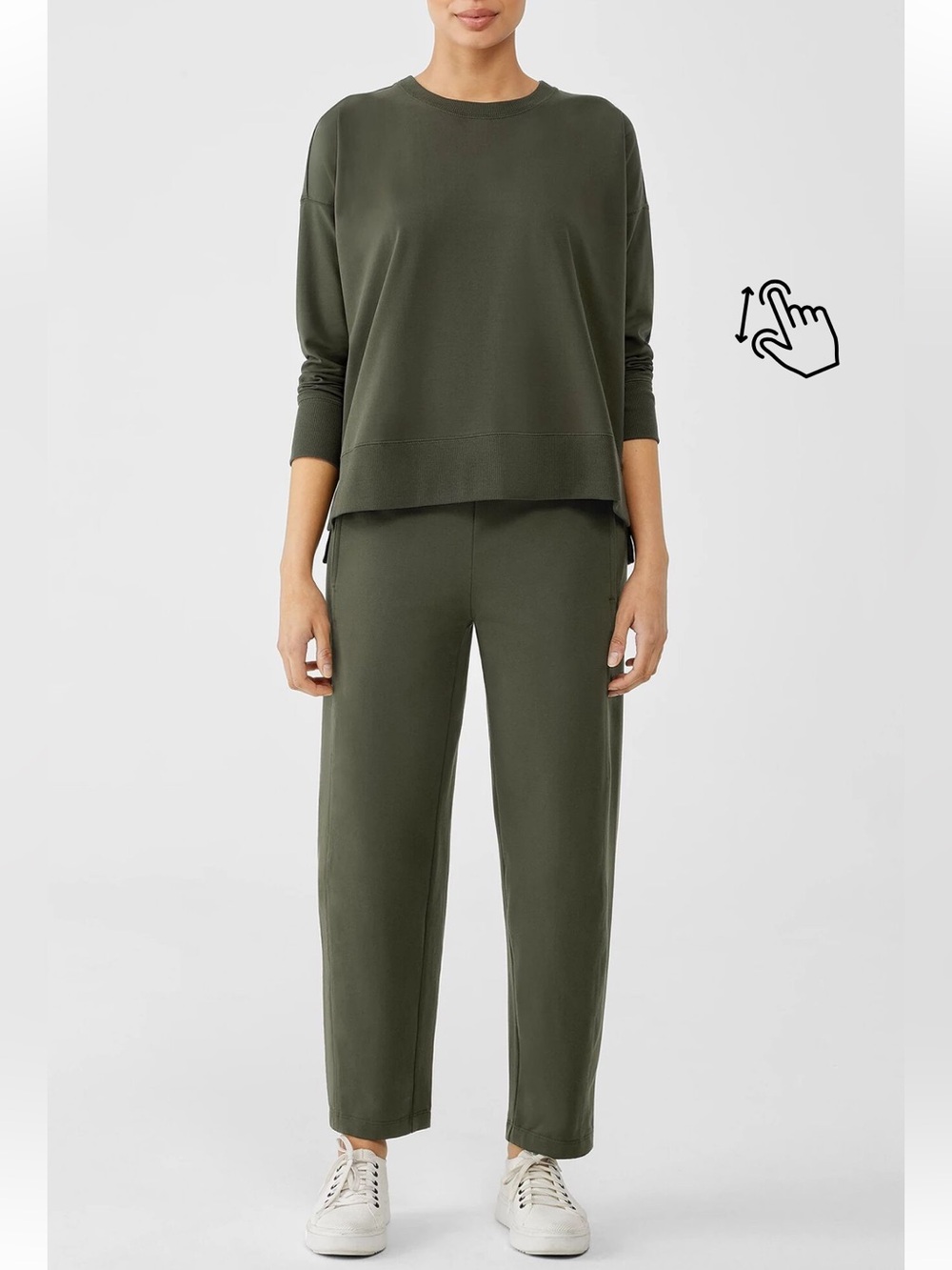 Eileen Fisher Stretch Jersey Lantern Ankle Pants in Seaweed Green